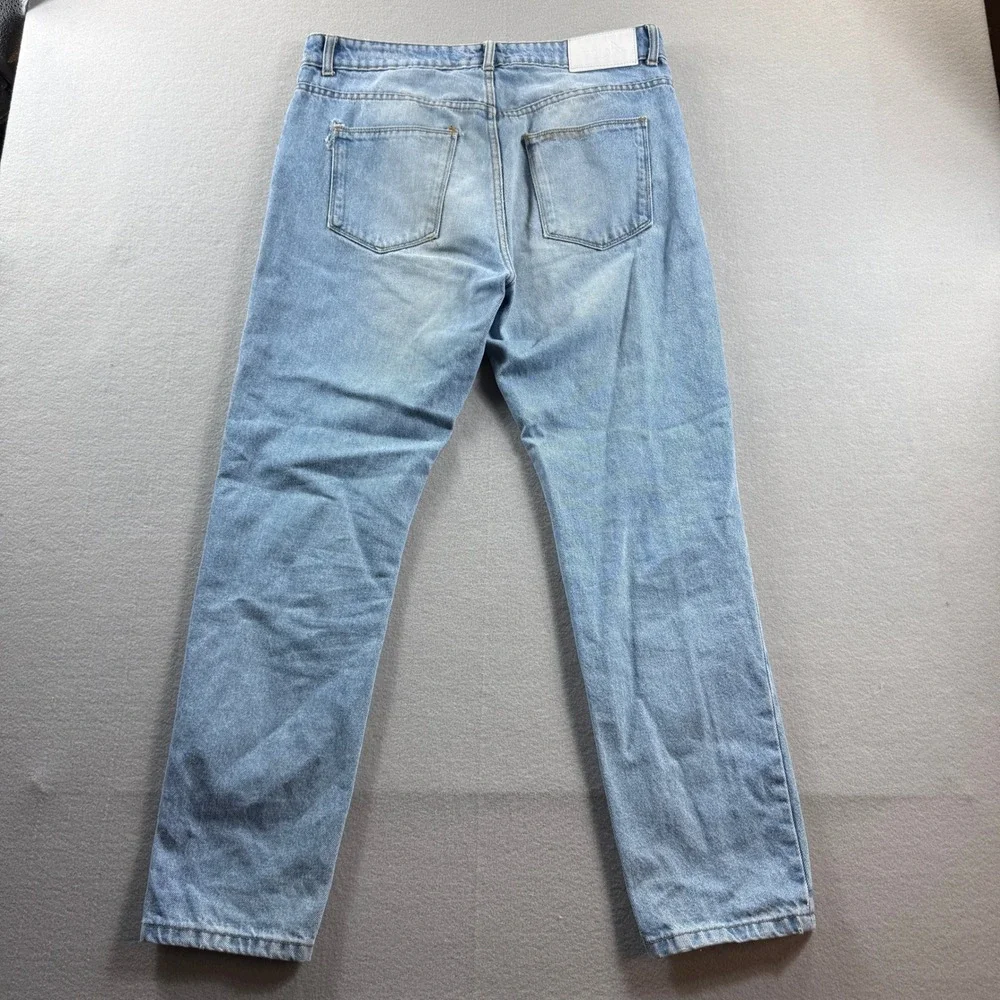 boohooMAN Jeans Mens 32x28‎ Light Blue Straight Leg Denim